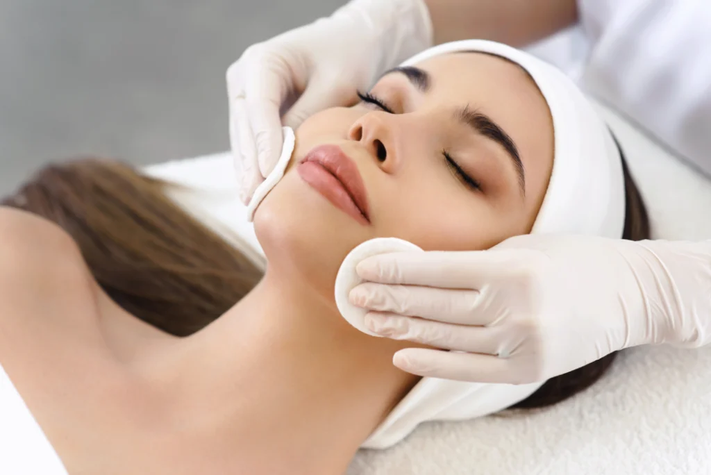 A woman undergoing gentle facials for rejuvenated skin.